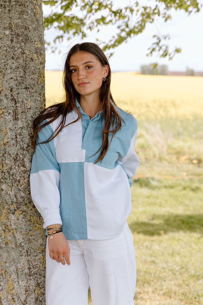 The Wye Sky Blue And White Rugby Shirt