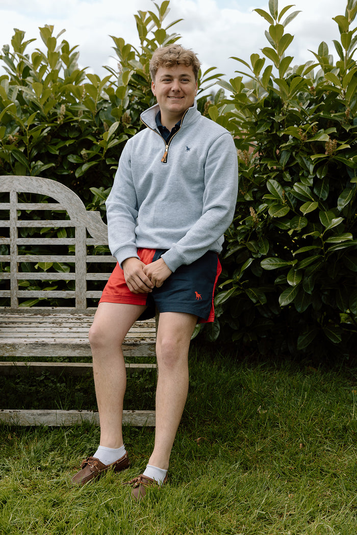 Red And Navy Sellack Shorts