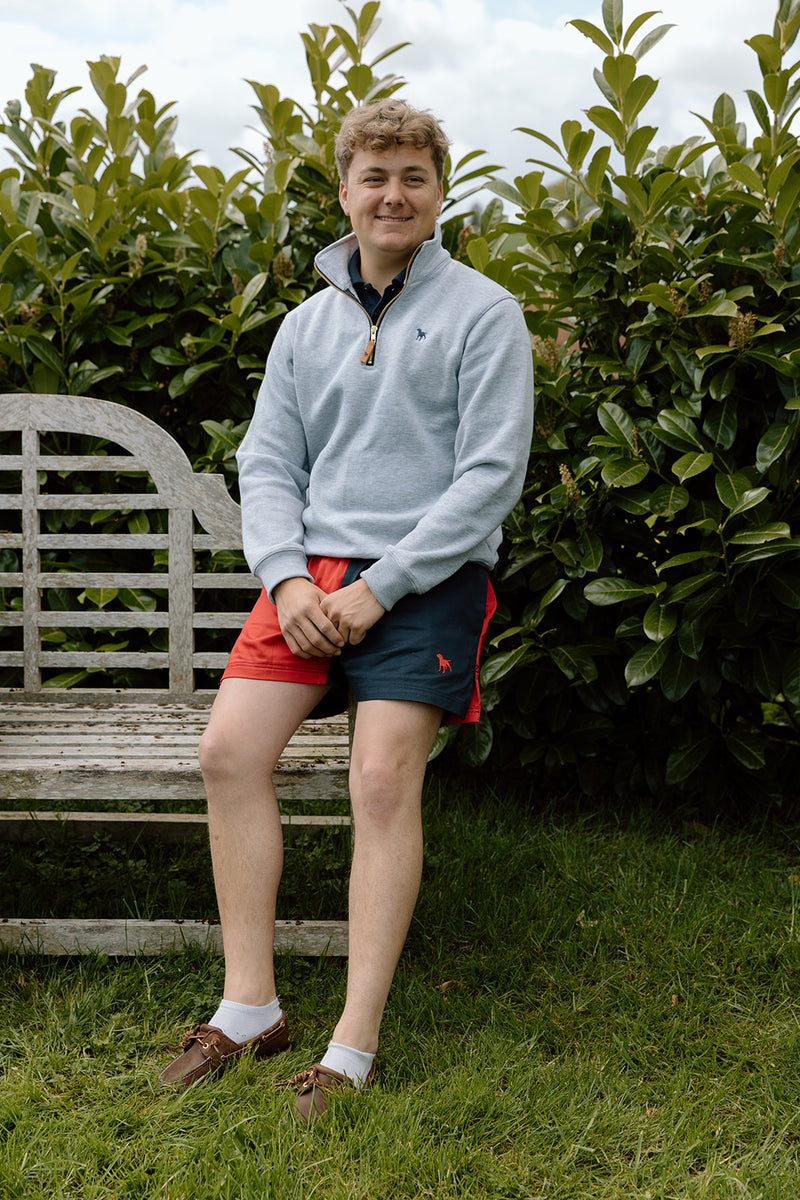 Red And Navy Sellack Shorts