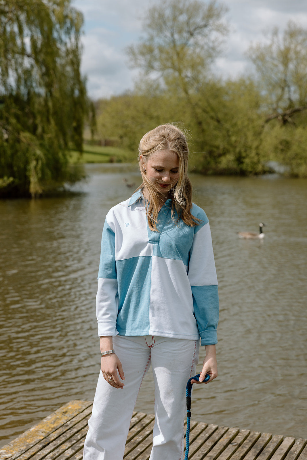 The Wye Sky Blue And White Rugby Shirt