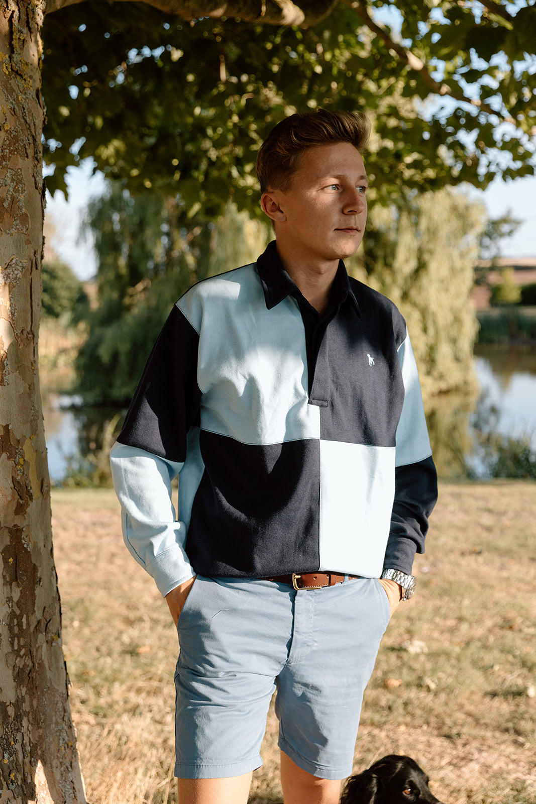 The Wye Baby Blue And Navy Rugby Shirt