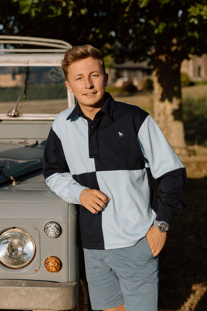 The Wye Baby Blue And Navy Rugby Shirt