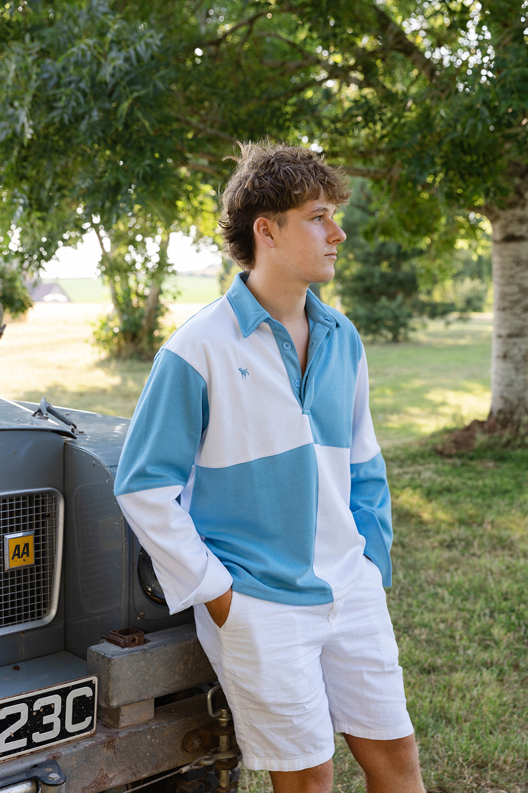The Wye Sky Blue And White Rugby Shirt