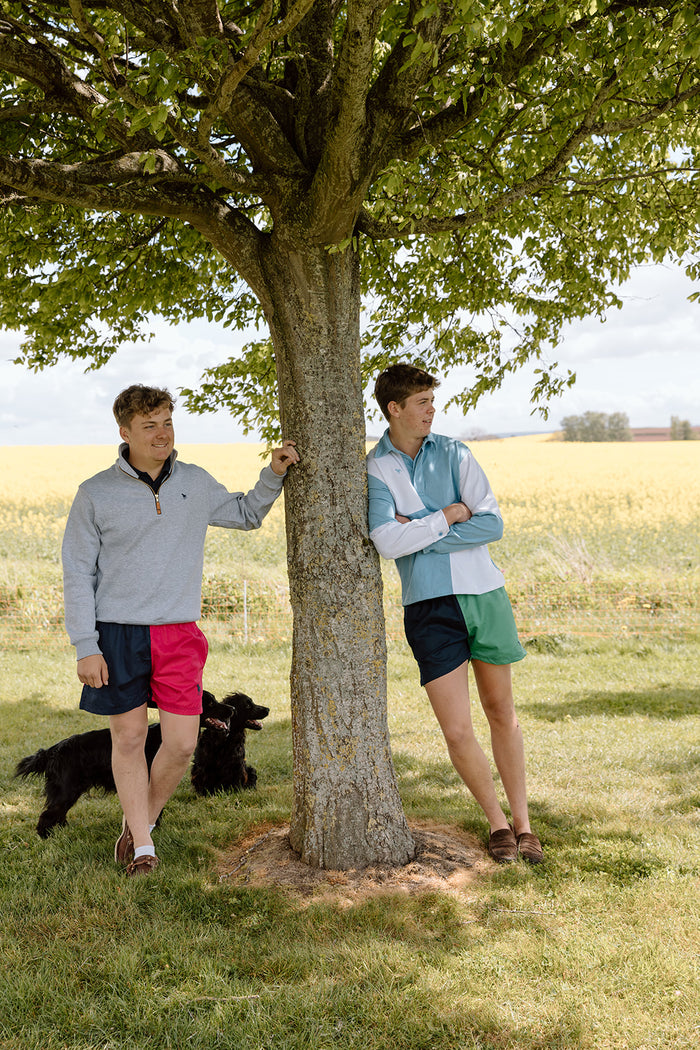 Red And Navy Sellack Shorts