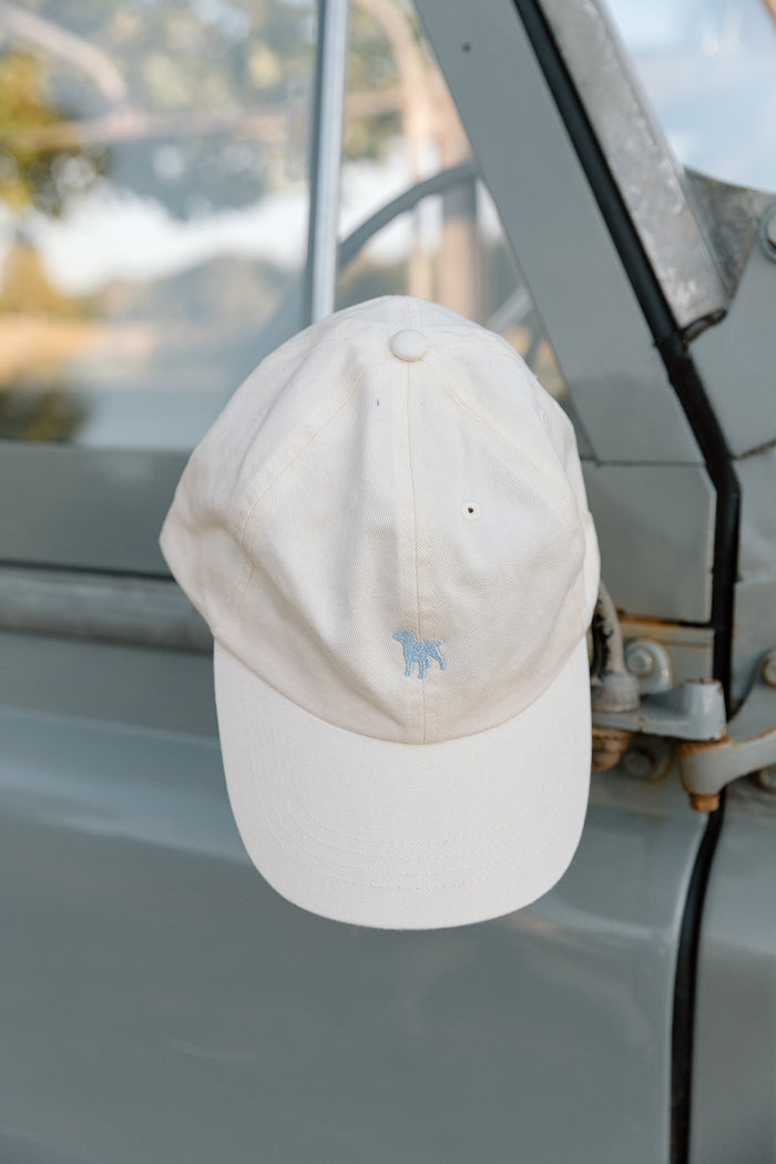 Kilpeck Adjustable Cream Cap With Baby Blue Dog