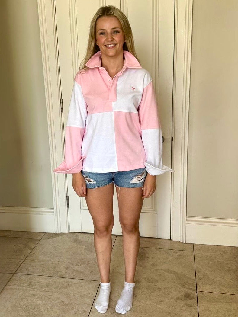 The Wye Baby Pink And White Rugby Shirt
