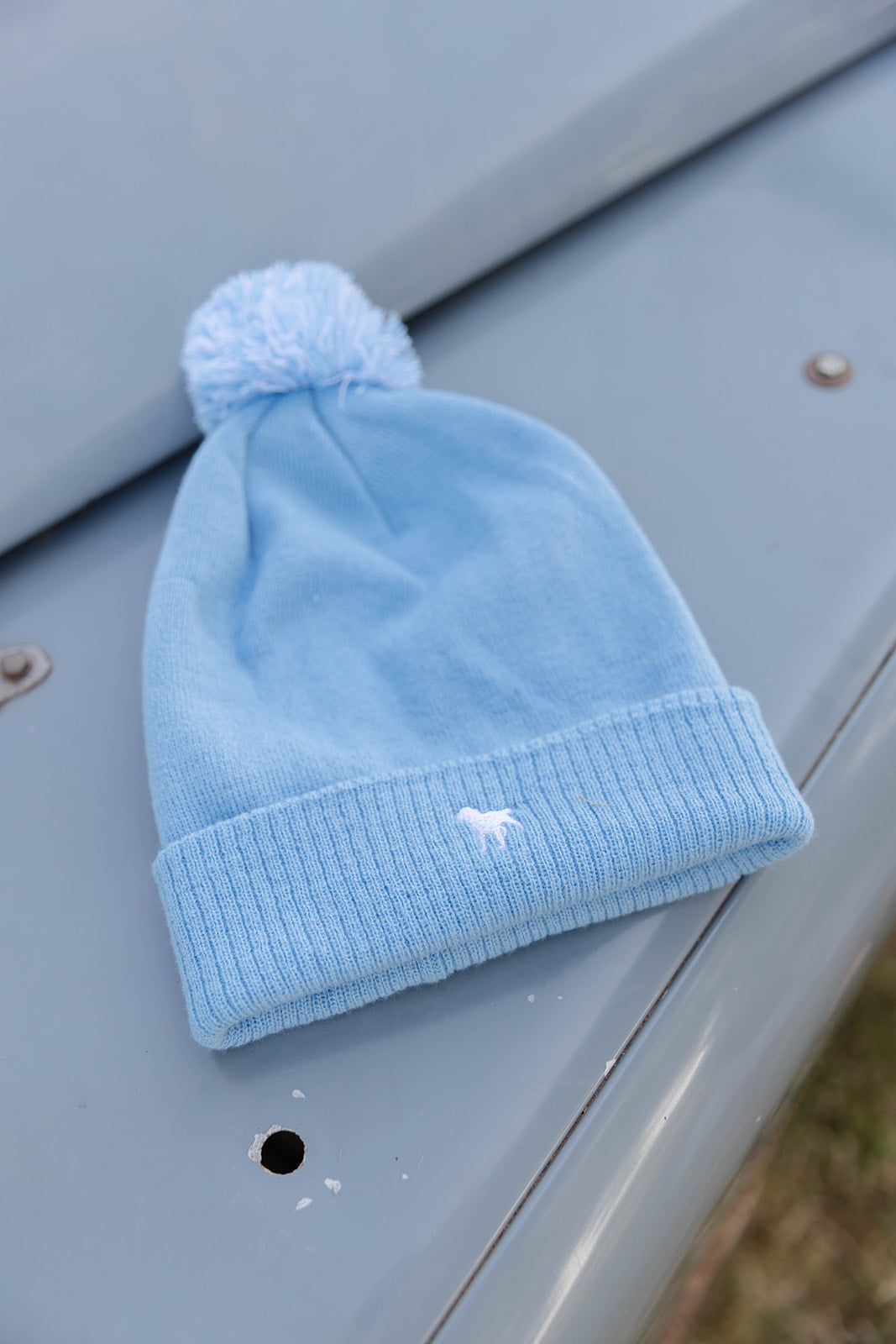 Limited edition Bromyard bobble hat in baby blue