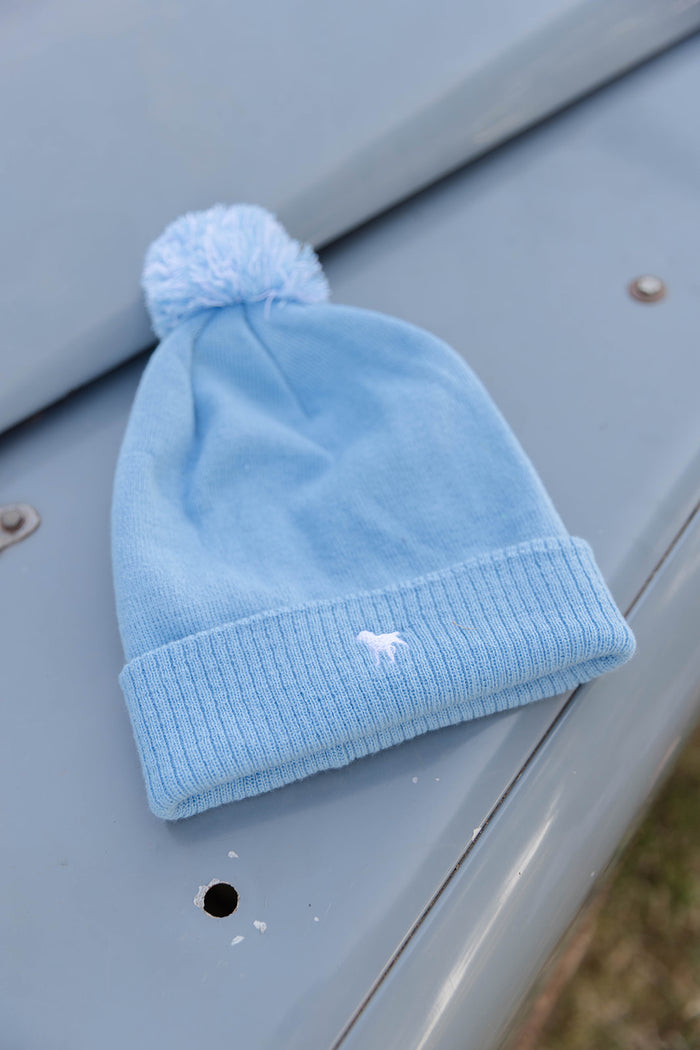 Limited edition Bromyard bobble hat in baby blue